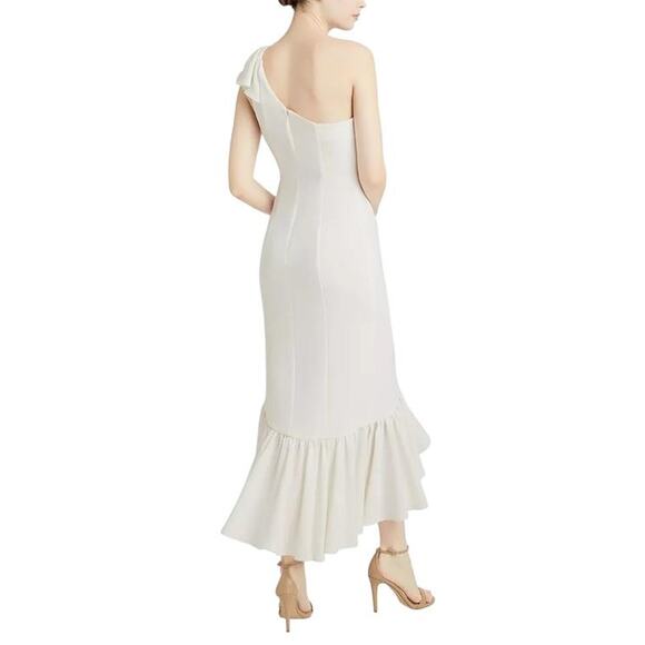 Cinq á Sept Jovette 1 Shoulder Cocktail Midi Dress White Ivory 2 XS Mermaid - Picture 2 of 7
